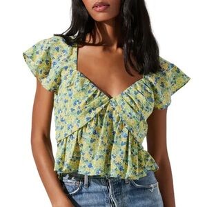 ASTR the Label flutter sleeve top